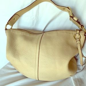Coach Pebbled leather hobo beige camel neutral